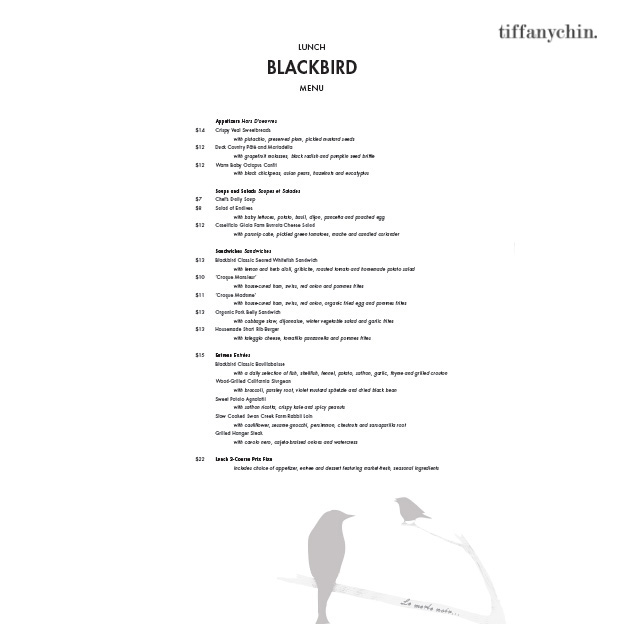 Blackbird Menu