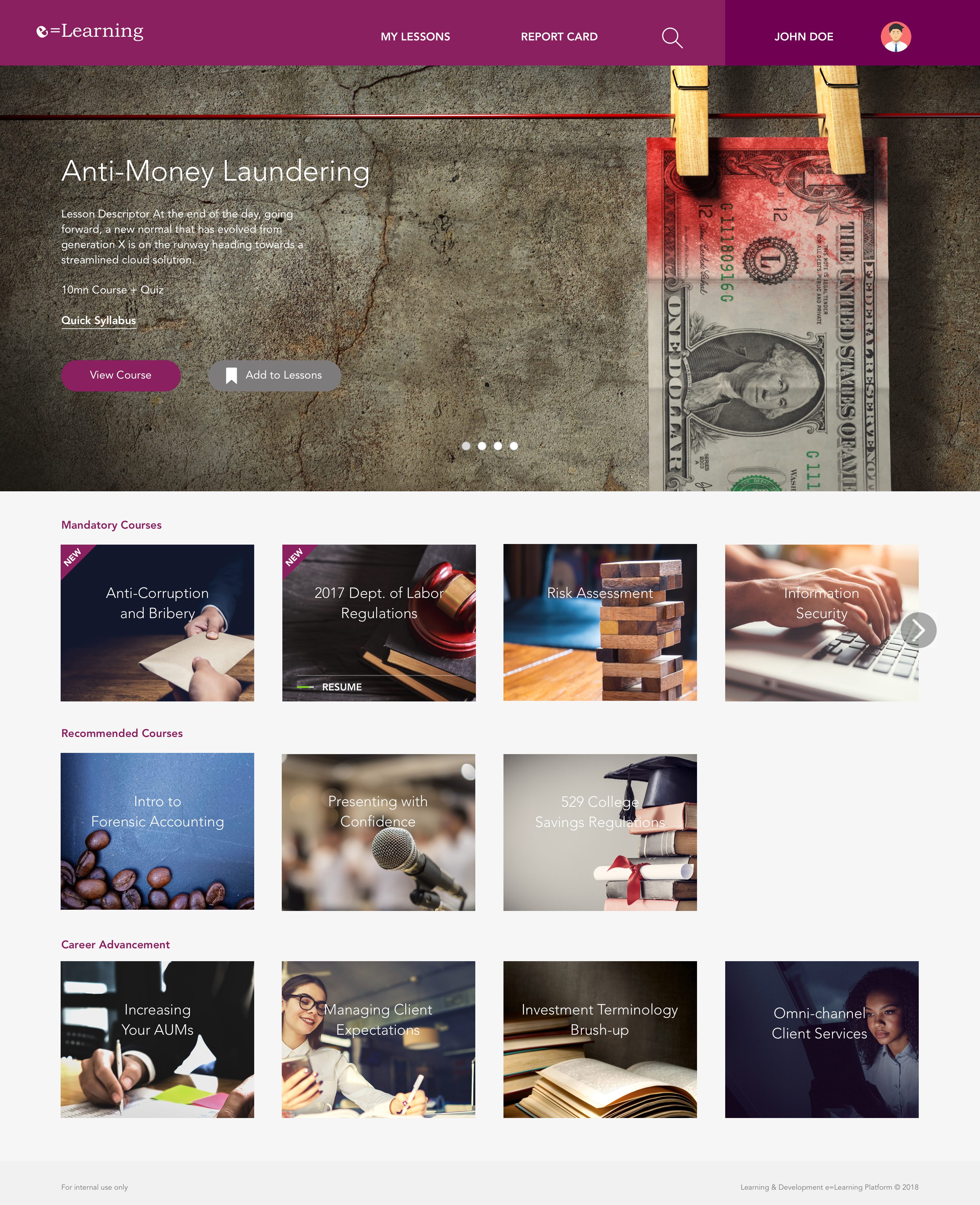 Tiffany Chin - UX Portfolio - Elearning Portal Design Concepts 